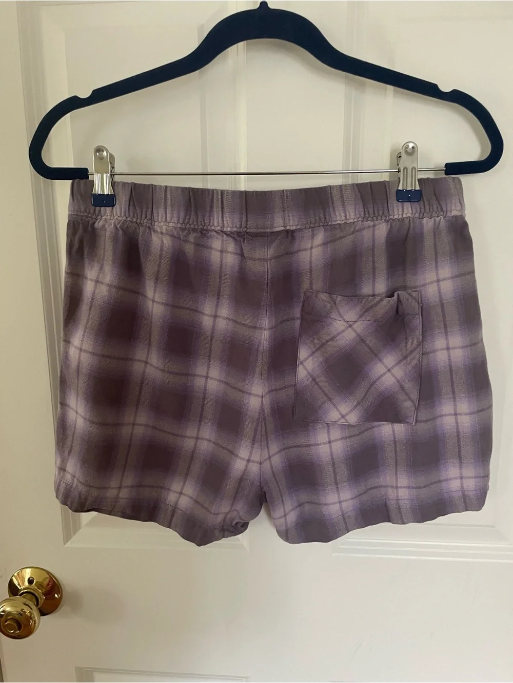 Eddie Bauer Lavender Plaid Button-Up Shirt and shorts pajamas